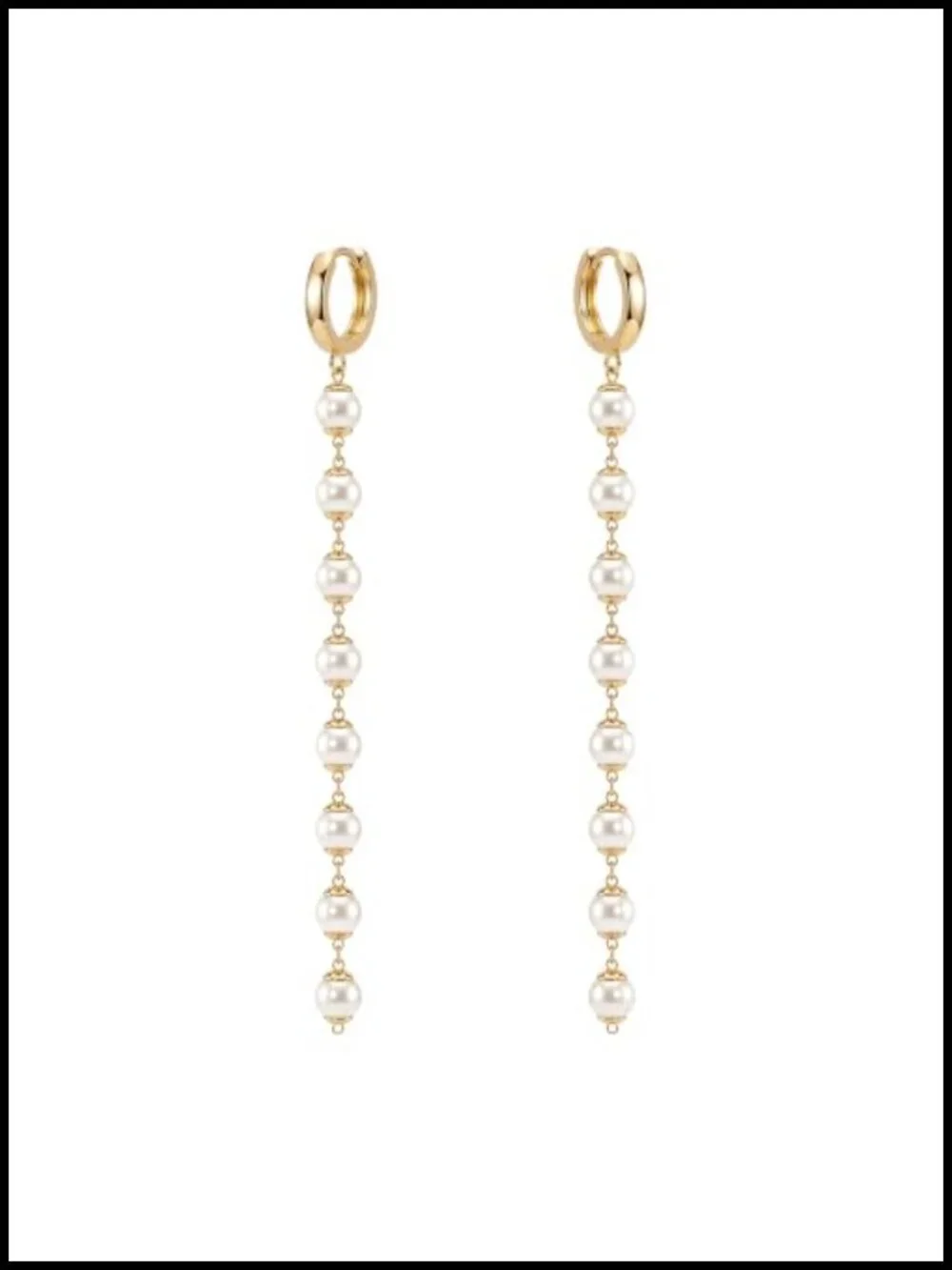 14K Gold Plated Dangle Earrings for Women Long Beaded Chain Duster Huggie Hoop